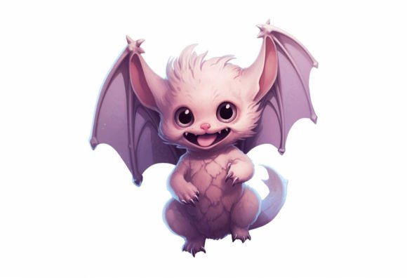 Adorable Charm: The Bat Kawaii Animal Digital Art