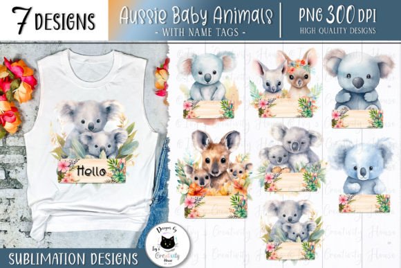 Charming Baby Animal Clipart: Floral Name Tags for Creative Projects