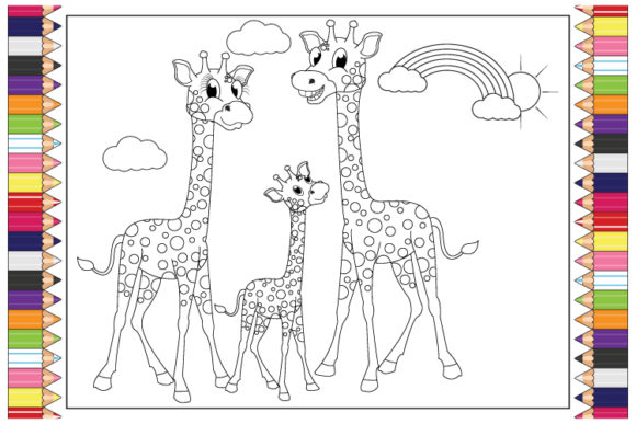 Coloring Giraffe Animal Cartoon for Kids: A Playful Design Asset