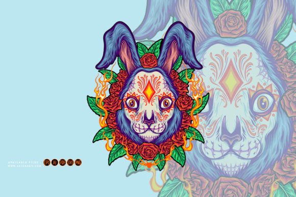Rabbit Head Santa Muerte Horror Animal Vector Design