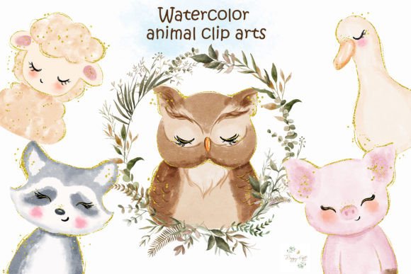 Whimsical Watercolor Baby Animal Clip Arts for Your Projects